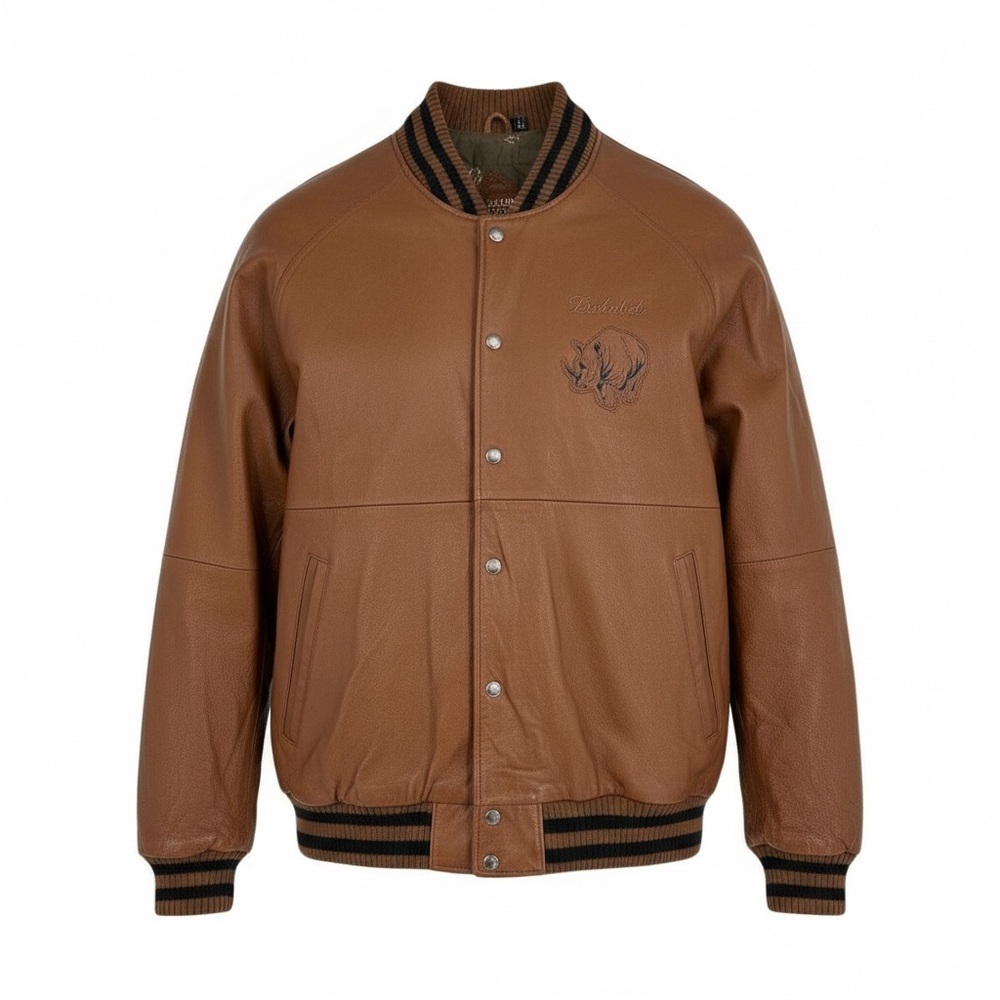 Ecko Unlimited Leather Varsity Bomber Jacket Y2K Streetwear Hip Hop 90s 00s